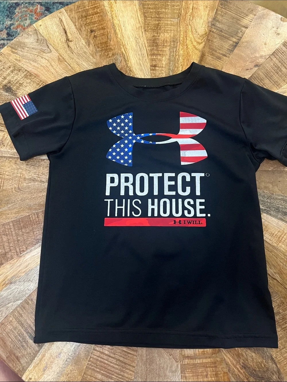 Under Armour Black Kids' 'Protect This House' American Flag Logo Tee